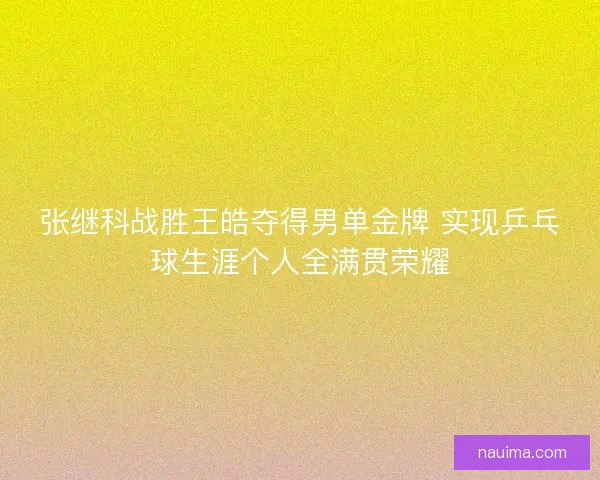 张继科战胜王皓夺得男单金牌 实现乒乓球生涯个人全满贯荣耀