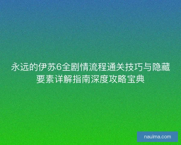 永远的伊苏6全剧情流程通关技巧与隐藏要素详解指南深度攻略宝典